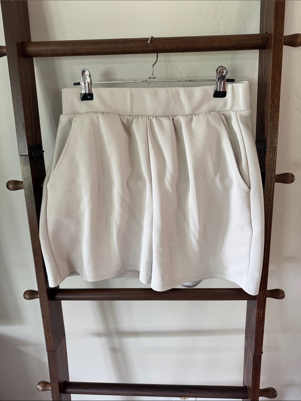 Casual Cream Skirt-Style Shorts